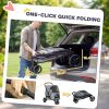 3 Wheel Pet Stroller with Easy One-Click Quick Fold, Mesh Window, Washable Cushion, for Medium Dogs, Gray