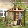 7' x 6' Extra Large Dog House, Wood Outdoor Dog Kennel with Storage Cabinet, Stainless Steel Bowls, Light Yellow