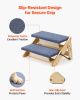 Wood Pet Stairs, 2-Step Dog Stairs for Beds, Sofa & Cars, 110lbs Load Capacity, Floded Flat Design