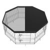 Dog Playpen, 8 Panels Foldable Metal Dog Exercise Pen with Top Cover, 24" H Pet Fence Puppy Crate Kennel with Ground Stakes