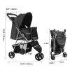 Pet Stroller, 35 lbs Weight Capacity, Foldable Dog Stroller Cart, 3 Wheels Cats Stroller with Mesh Windows and Cup Holders