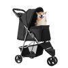 Pet Stroller, 35 lbs Weight Capacity, Foldable Dog Stroller Cart, 3 Wheels Cats Stroller with Mesh Windows and Cup Holders