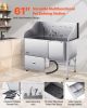 Stainless Steel Dog Washing Station, 61 inch Pet Grooming Tub w/ Ramp, Water Filter Board