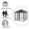 5'x 5' Outdoor Dog Kennel with Roof, Steel Dog Fence with Water-and UV-Resistant Canopy, Jet Black